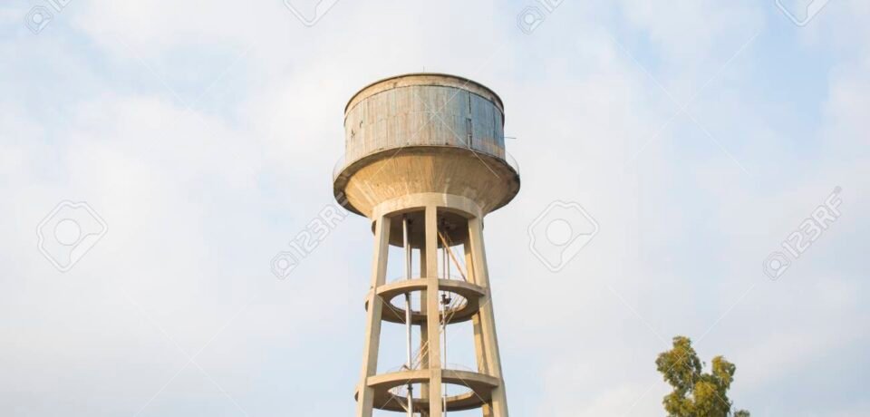 big water tank in village water supply